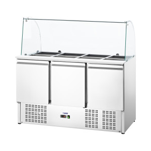 Saladette - mit Glasaufsatz - Royal Catering - 368 L - für 8 GN-Behälter - 137 x 137 cm RCLK-W368
