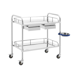 Steinberg Systems Laborwagen - Edelstahl - 2 Ablagen je 74 x 44 x 13 cm - 2 Schubladen - 20 kg SBS-LF-132