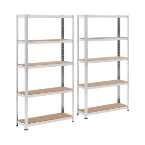 MSW Oppbevaringshylle - 90 x 30 x 180 cm - for 5 x 175 kg - grå - 2 stk. 10061986