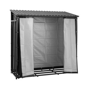 hillvert Firewood Rack - with tarpaulin and roof - 800 kg - 89 x 191 x 192.5 cm - black HI-FWR-16