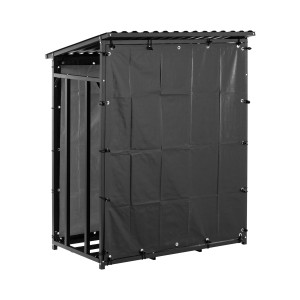 hillvert Firewood Rack - with tarpaulin and roof - 600 kg - 137 x 90 x 171 cm - black HI-FWR-17