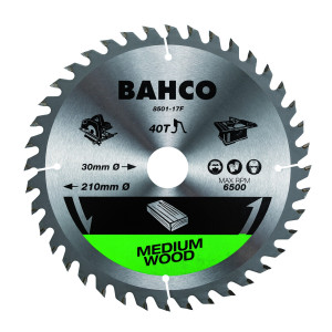 40-dentes Lâminas para serra circular para serras portáteis/de mesa em madeira - 210 mm Bahco 8501-17F