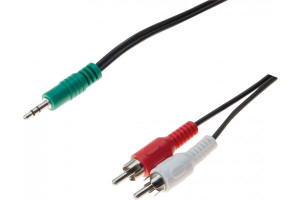 MCAD Cordon stereo Jack 3.5 mm vers 2 x RCAM noir - 10 m