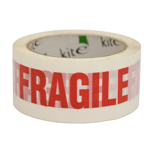 6 Rolls x Fragile Printed Polypropylene Tape - 48 mm x 66 m - Kite Packaging