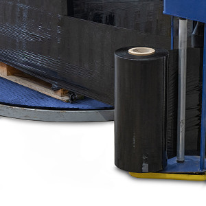46 Black Machine Pallet Wrap Rolls - 20 mu x 500 mm x 1600 m - 150% Stretch - 16kg - Kite Packaging