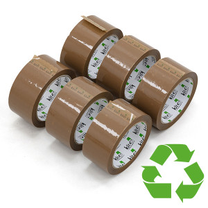 6 Rolls x Brown Acrylic Packaging Tape - 48 mm x 66 m - Kite Packaging