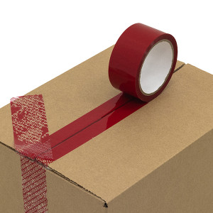 Red tamper evident tape 48mm x 50m - Pack of 6 - Kite Packaging