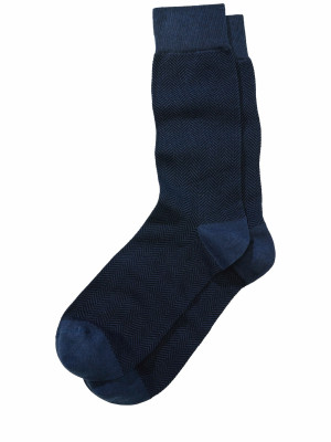 Mey & Edlich Spina-di-Pesce-Socke Blau 43-46