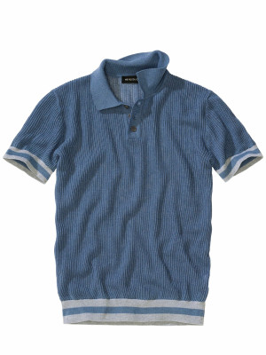 Mey & Edlich Marmor-Strickpolo Blau 56