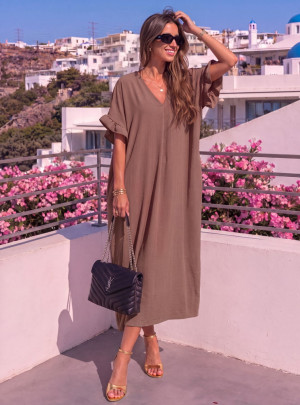Długa sukienka oversize Susannaa - mocha mousse - mocha mousse