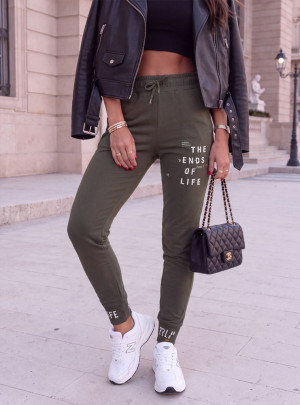 Spodnie dresowe z napisami Boelee - khaki - khaki