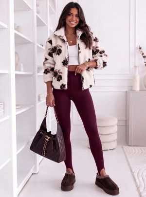 Legginsy typu narciary Opmmo - burgundowe - burgundowy