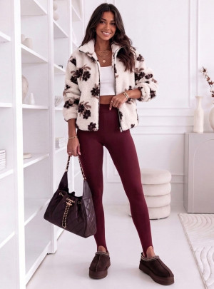 Bordowe legginsy typu narciary Opmmo - bordowy