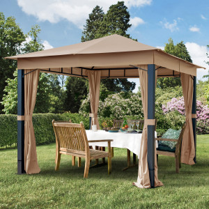 TOOLPORT 3x3 m Softtop Gartenpavillon, inkl. 4 Seitenteile, cappuccino - (300045)