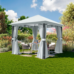 TOOLPORT 3x3 m Softtop Gartenpavillon, inkl. 4 Seitenteile, stone - (300670)