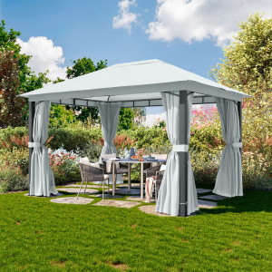 TOOLPORT 3x4 m Softtop Gartenpavillon, inkl. 4 Seitenteile, stone - (300672)