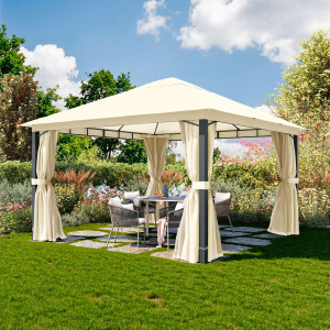 TOOLPORT 4x4 m Softtop Gartenpavillon, inkl. 4 Seitenteile, champagnerfarben - (300686)