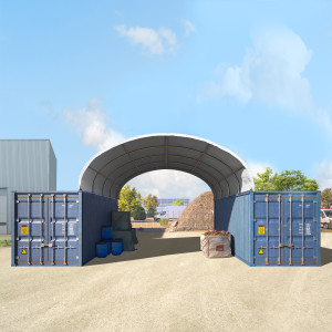 TOOLPORT 6x6m Container-Überdachung, PRIMEtex-Plane, weiß, mit Statik - (38674)