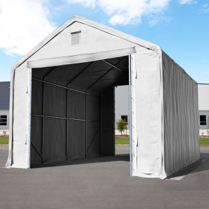 TOOLPORT 6x12m Zelthalle, PRIMEtex-Plane, grau, mit Statik (Erduntergrund) - (48675)