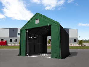 TOOLPORT 4x8m Zelthalle, PRIMEtex-Plane, dunkelgrün, mit Statik (Betonuntergrund) - (48839)