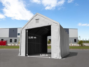 TOOLPORT 4x8m Zelthalle, PRIMEtex-Plane, grau, mit Statik (Betonuntergrund) - (48840)