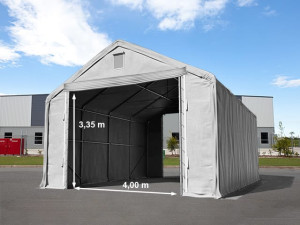 TOOLPORT 6x12m Zelthalle, PRIMEtex-Plane, grau, mit Statik (Betonuntergrund) - (48848)