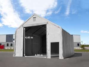 TOOLPORT 8x12m Zelthalle, PRIMEtex-Plane, grau, mit Statik (Betonuntergrund) - (48855)