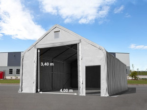 TOOLPORT 8x20m Zelthalle, PRIMEtex-Plane, grau, mit Statik (Betonuntergrund) - (48858)