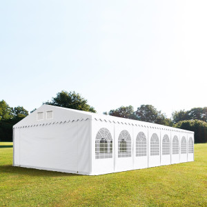 TOOLPORT 8x24m Partyzelt, PVC-Plane, weiß, mit Bodenrahmen - (49235)