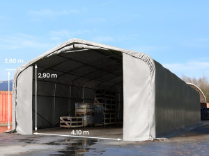 TOOLPORT 6x12m Zelthalle, PRIMEtex-Plane, grau, mit Statik (Betonuntergrund) - (49440)