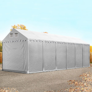TOOLPORT 4x12 m Lagerzelt, PVC-Plane, grau, mit Bodenrahmen, ohne Statik - (49864)