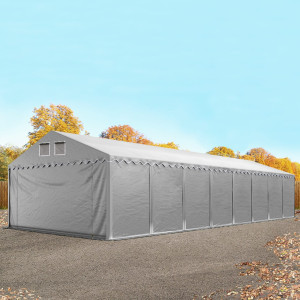 TOOLPORT 5x16 m Lagerzelt, PVC-Plane, grau, mit Bodenrahmen, mit Statik (Betonuntergrund) - (537636)