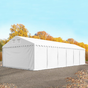 TOOLPORT 5x12 m Lagerzelt, PVC-Plane, weiß, mit Bodenrahmen, mit Statik (Erduntergrund) - (57692)