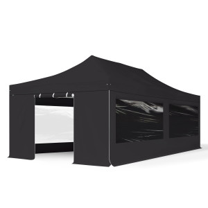 TOOLPORT 4x8m Aluminium Faltpavillon, inkl. 4 Seitenteile, schwarz - (581981)