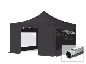 TOOLPORT 4x4m Aluminium Faltpavillon, inkl. 4 Seitenteile, schwarz - (59079)