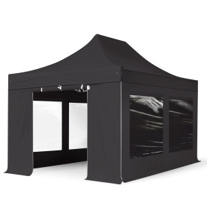 TOOLPORT 3x6m Aluminium Faltpavillon, inkl. 4 Seitenteile, schwarz - (59125)