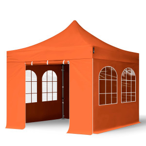 TOOLPORT 3x3m Stahl Faltpavillon, inkl. 4 Seitenteile, orange - (600029)