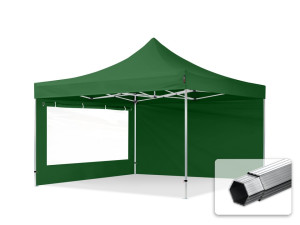 TOOLPORT 4x4m Aluminium Faltpavillon, inkl. 2 Seitenteile, dunkelgrün - (600186)