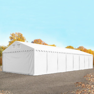 TOOLPORT 6x20 m Lagerzelt, PVC-Plane, weiß, mit Bodenrahmen, mit Statik (Betonuntergrund) - (627525)