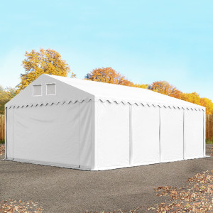 TOOLPORT 5x8 m Lagerzelt, PVC-Plane, weiß, mit Bodenrahmen, mit Statik (Betonuntergrund) - (68520)