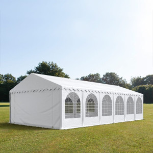 TOOLPORT 5x12m Partyzelt, PVC-Plane, weiß, mit Bodenrahmen - (7680BL)