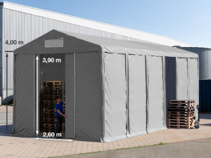 TOOLPORT 6x12 m Lagerzelt, PVC-Plane, grau, mit Bodenrahmen, ohne Statik - (79828)