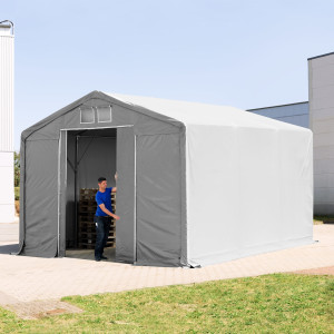 TOOLPORT 6x6m Zelthalle, PVC-Plane, grau, mit Statik (Erduntergrund) - (93874)