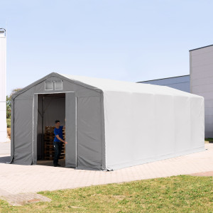 TOOLPORT 6x10m Zelthalle, PVC-Plane, grau, mit Statik (Erduntergrund) - (93880)