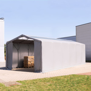 TOOLPORT 6x12m Zelthalle, PVC-Plane, grau, mit Statik (Erduntergrund) - (93891)