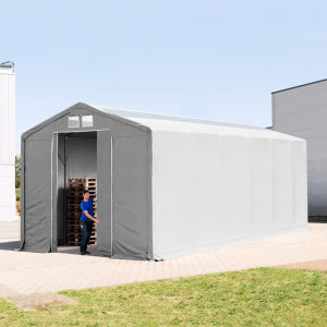 TOOLPORT 6x12m Zelthalle, PVC-Plane, grau, mit Statik (Erduntergrund) - (93893)