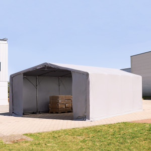 TOOLPORT 8x8m Zelthalle, PRIMEtex-Plane, grau, mit Statik (Erduntergrund) - (93978)