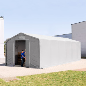 TOOLPORT 5x12m Zelthalle, PVC-Plane, grau, mit Statik (Betonuntergrund) - (94099)