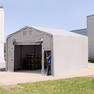TOOLPORT 6x6m Zelthalle, PVC-Plane, grau, mit Statik (Betonuntergrund) - (94107)