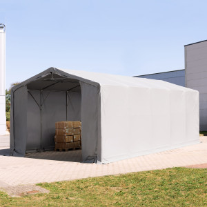 TOOLPORT 6x10m Zelthalle, PVC-Plane, grau, mit Statik (Betonuntergrund) - (94112)